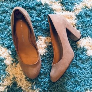 Chinese laundry tan suede heels